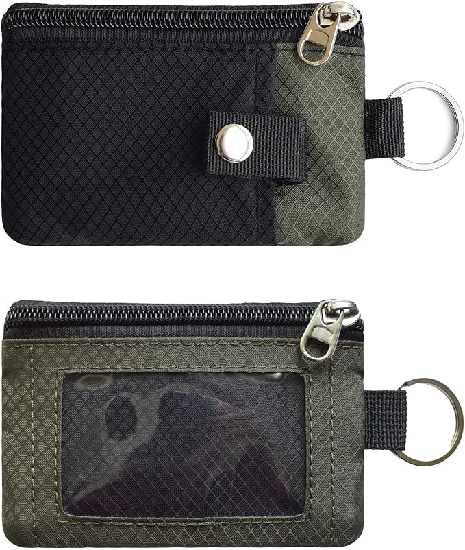 CHENSPRX Minimalist RFID Blocking Small Wallet with ID Window,WaterResistant Zip Id Case Wallet with Lanyard Keychain for Cards,Cash,Travel,Women,Men - Image 3