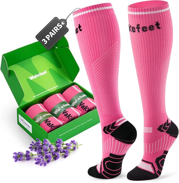 Compression Socks for Men Women 3 Pairs, Compression Stockings, Fragrance Flight Socks for Nurse,Pregnancy,Travelling, Runing, Circulation by Wakefeet