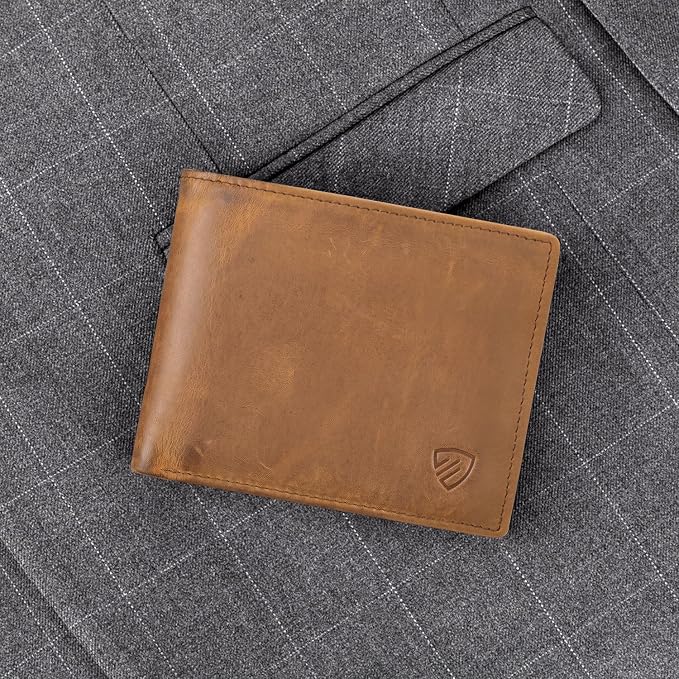RUNBOX Wallet for Men|Slim Bifold Rfid Blocking Leather Wallet|Front Pocket | Genuine Leather,Handmade,8 Card Slots,ID Window,Money Pocket,Coin Pocket, Gift for Men,Minimalist Compact - Image 6