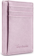 Travelambo Slim Wallet Front Pocket Minimalist Leather RFID Blocking Medium Size by Travelambo