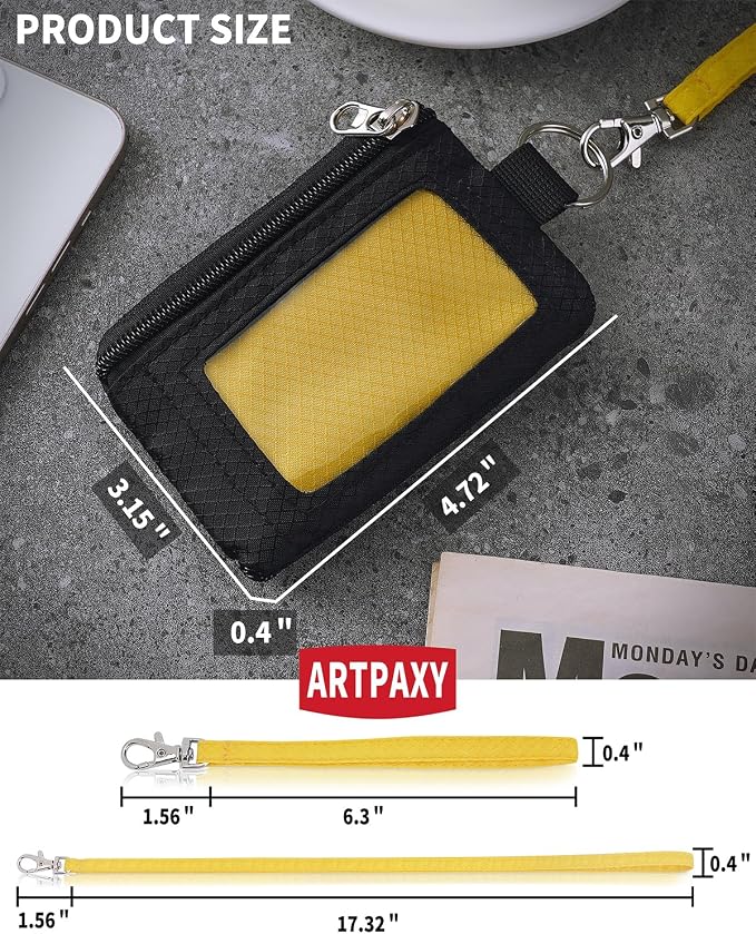 Artpaxy Minimalist Wallet For Mens Womens, Keychain RFID Blocking Zipper Small Wallet with ID Window 2 Lanyards,Water Resistant Travel Cash Card Coin Case Boys Girls - Image 3