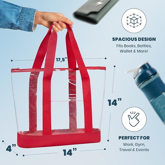Handy Laundry Clear Tote Bag - Zipper Closure, Long Shoulder Strap, Fabric Trimming. - Image 2