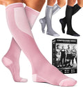 Compression Socks for Women & Men (3 pairs) - Best Support for Nurses, Running, Hiking, Recovery & Flight Socks by BLUEENJOY