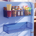 FoldTier 2 Pack Blue Magnetic Basket Dorm Mini Fridge Shelf Organizer Kitchen Storage Bin Container Spice Holder for Locker Refrigerator Pantry Dorm Essentials (13.8 x 3.1 x 4.9 Inch) by FoldTier