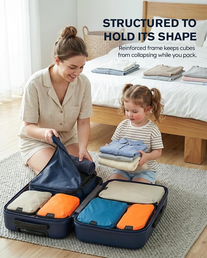 Compression Packing Cubes Ultralight 7PCS Luggage Travel Organizer Bags Set | Fit 24" Checked Luggage | Color-Coded Packing Essentials for Family & Business Trips | Water-Resistant Ripstop Nylon Cubes - Image 8