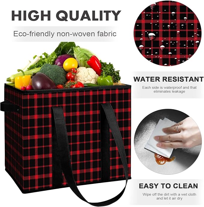 Reusable Grocery Bags 3 Pack, Foldable & Water Resistant Shopping Bags | Large Grocery Tote Bag Water Resistant Shopping Bags Foldable Grocery Bag for Clothes,Shoes and Picnic - Image 3