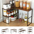 Golener Kitchen Counter Organizer, Countertop Shelf, Adjustable, Stackable | Kitchen Countertop Organizer, Spice Rack, 2-Tier Countertop Shelves, Corner Desk Shelf, Corner Counter Shelf, Rustic Brown by Golener