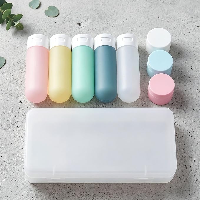 8 Pack Travel Bottles for Toiletries with Case (Multi-color) | TSA Approved, Leak-Proof, Portable, Travel Size Containers for Shampoo, Cosmetics, Vacation Travel Essentials - Image 8