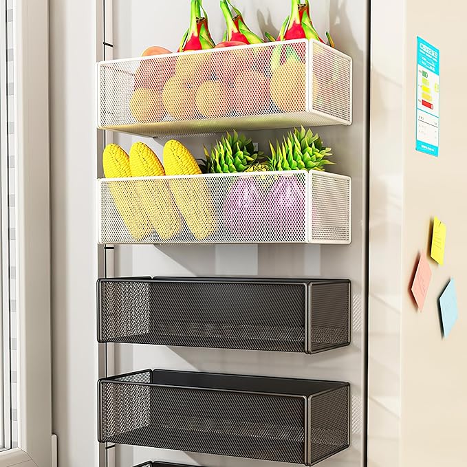 Magnetic Shelf Fridge Basket Bin for Washer Dryer Locker Whiteboard Cabinet | No Drilling No Assembly, Reusable Magnet Organizer Kitchen Laundry Storage Rack Container Holder Home Office Classroom - Image 3