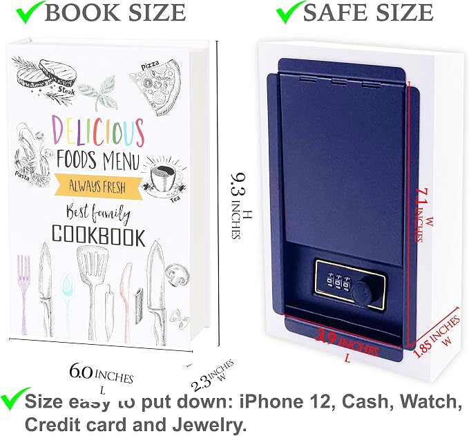 Diversion CookBook - Real Page Book Safe with Key Lock, Portable Metal Safe Box, 9.3''x6.1''x2.3'' - Image 8