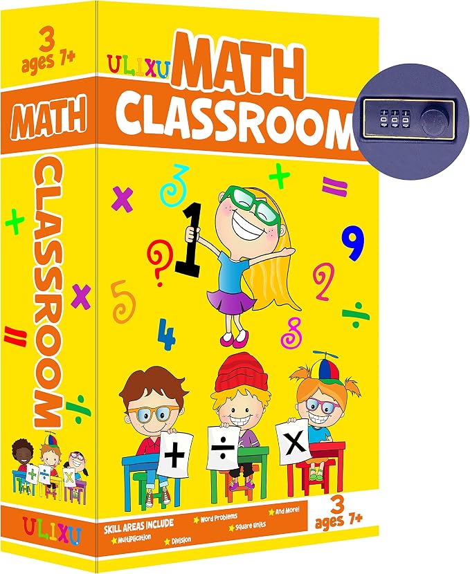 Orange Band Math Classroom Book Safe with Real Pages, Student Secret Compartment Items Storage Box with 3-Digit Combination Lock, Decorative Hidden Stash Box, Desk Allowance Coin Bank, 9.3"x6.0"x2.3" by Ulixu