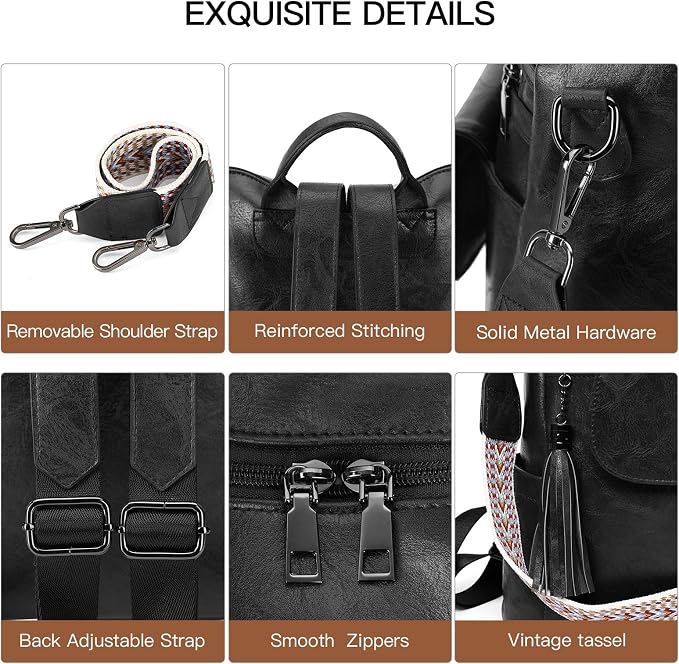 GAEKEAO Backpack Purse for Women PU Leather Anti-theft Backpack Ladies Convertible Large Travel Designer Fashion Shoulder Bag - Image 5
