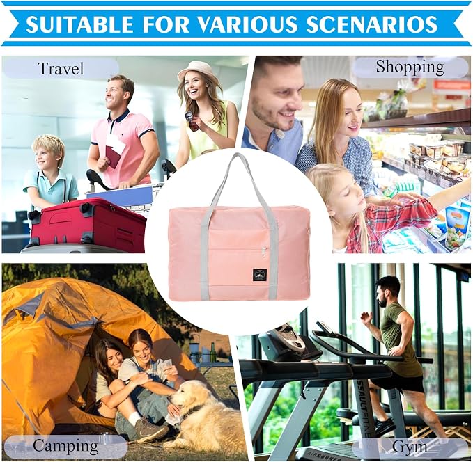 Travel Bag Foldable Duffle Carry on Tote Weekender Overnight Luggage Bag | Travel Bag Carry on Nylon Lightweight Foldable Duffle Tote for Sports Gym Weekender Overnight (With Waterproof Pouch) - Image 8
