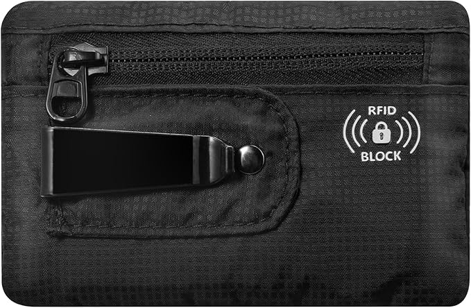 KOSMCCO RFID Blocking Clip Stash Pocket Travel Belt Wallet, Black, Medium | Compact Hidden Design, For Cards & Cash, Slim Pickpocket-Proof, Everyday Carry by KosmccoCo