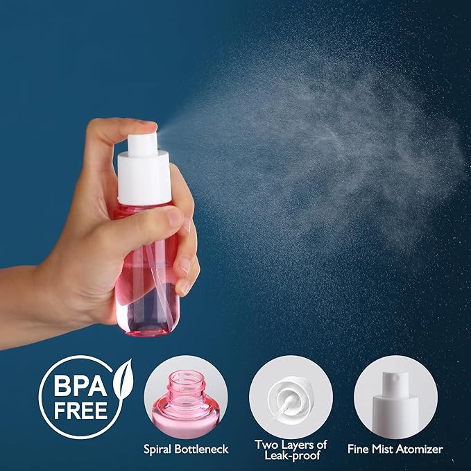 Small Spray Bottles 4Pack 40ml Fine Mist TSA Travel Size Toiletries | 1.35oz Empty Mini Spray Bottles Refillable Plastic Travel Bottle Set for Hair, Face Toner, Plants, Cleaning - Image 3