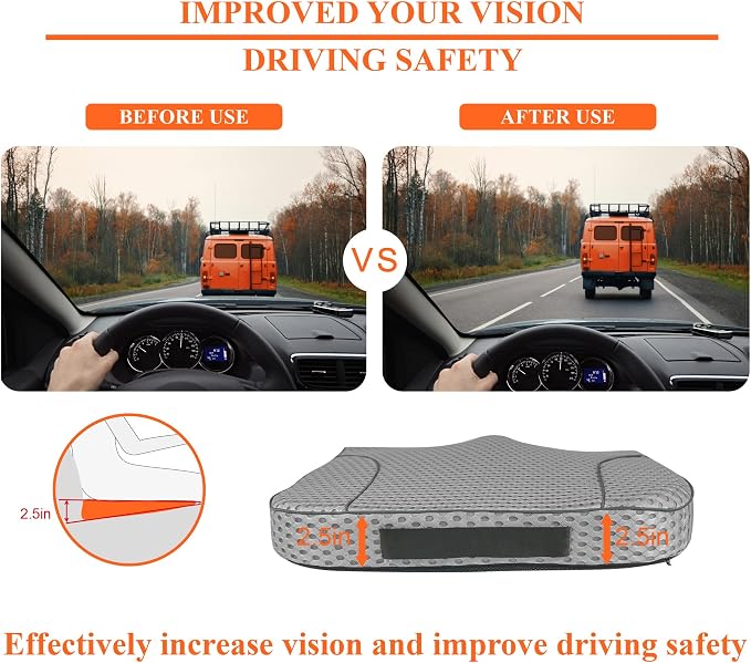 kingphenix Memory Foam Car Seat Cushion for Driving Comfort and Office Use | Coccyx and Lower Back Pressure Relief, Non-Slip Seat Cushion for Car, Truck, SUV, Long Drives and Office Chair, 4D Mesh Gray - Image 6