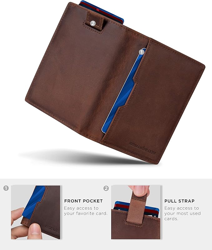 SERMAN BRANDS - Wallets for Men Slim Mens leather RFID Blocking Minimalist Card Front Pocket Bifold Travel Thin - Image 5