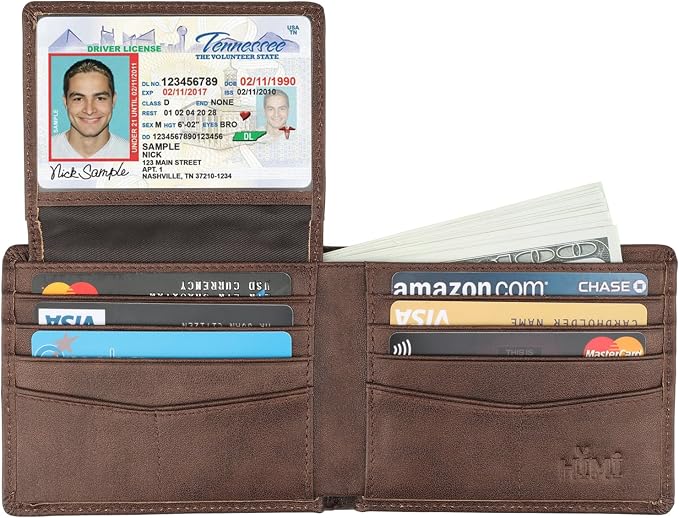 HIMI Wallet for Men-Genuine Leather RFID Blocking Bifold Stylish Wallet With 2 ID Window - Image 4