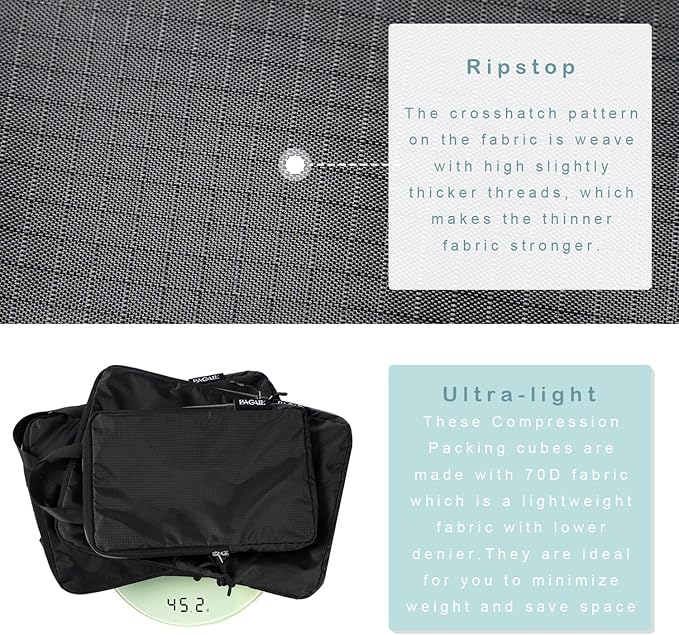 BAGAIL 6 Set Ultralight Compression Packing Cubes Packing Organizer for Travel Accessories Luggage Suitcase Backpack - Image 4