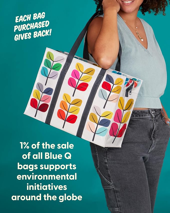 Blue Q Reusable Shoulder Tote Bag – Carry Everywhere Bag with a Hefty Zipper, Durable, Fun Design, 95% Recycled Material - Image 6