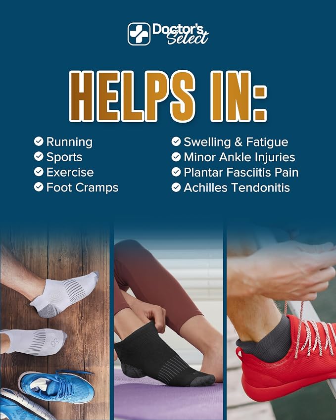 Doctor's Select Copper Ankle Compression Socks for Women and Men - 4 Pairs | Athletic Running Plantar Fasciitis Socks - Image 4