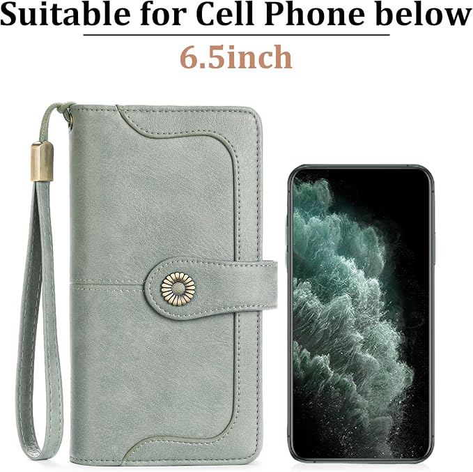 Wallets for Women Trifold Wristlet Wallets Large Capacity RFID Blocking Ladies Purse Credit Card Holder - Image 5