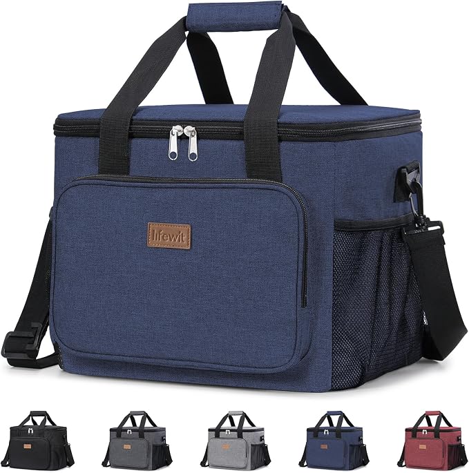 Lifewit Large Lunch Bag, Insulated Lunch Box, Soft Cooler Cooling Tote for Adult Men Women, Dark Blue 40-Can (24L) by Lifewit