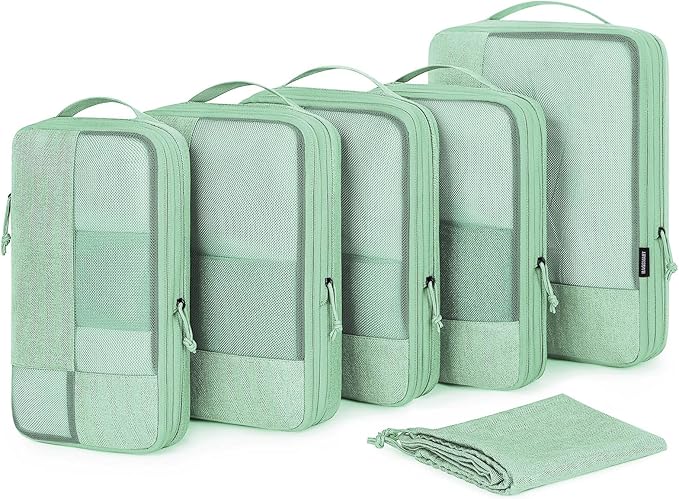 BAGSMART Compression Packing Cubes for Travel, 6 Set Luggage Organizer Bags | Fits 20/24/28in Carry-On Suitcases, Compressible Bags Streamline Cruise Travel Essentials, Sturdy Handles, Machine Washable by BAGSMART