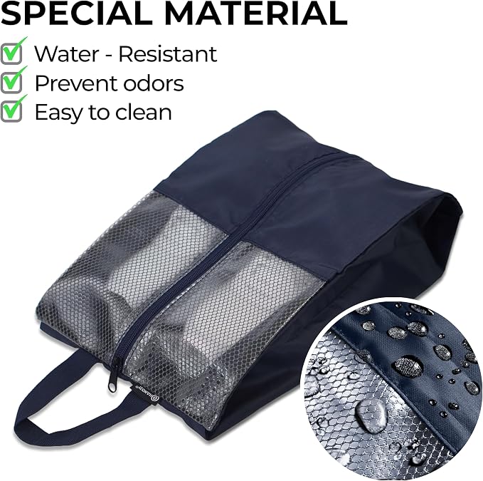 Shoe Bags For Travel, Used As For Storage or Shoe Travel Bag, Space Saving When Travelling With This Travel Shoe Bags For Packing, Featuring Waterproof Nylon Sneaker Bag. (Navy, 2 Pack, Large) - Image 4