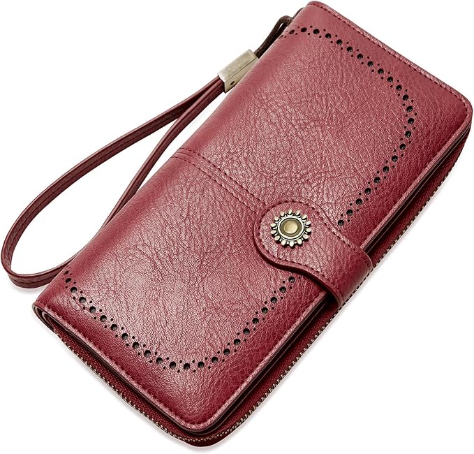 TFKGS Wallet for Women RFID Blocking Leather Large Capacity Card Holder Ladies Phone Clutch Travel Long Purse Wristlet | RFID Blocking - Image 9