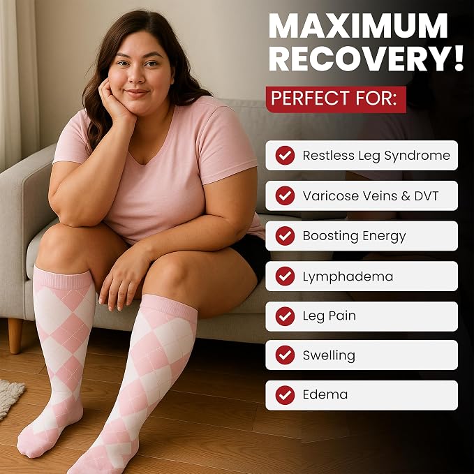 BAMS Plus Size Compression Socks Wide Calf XL XXL XXXL – Graduated Knee-High Support, Viscose from Bamboo Easy-On/Easy-Off - Image 4