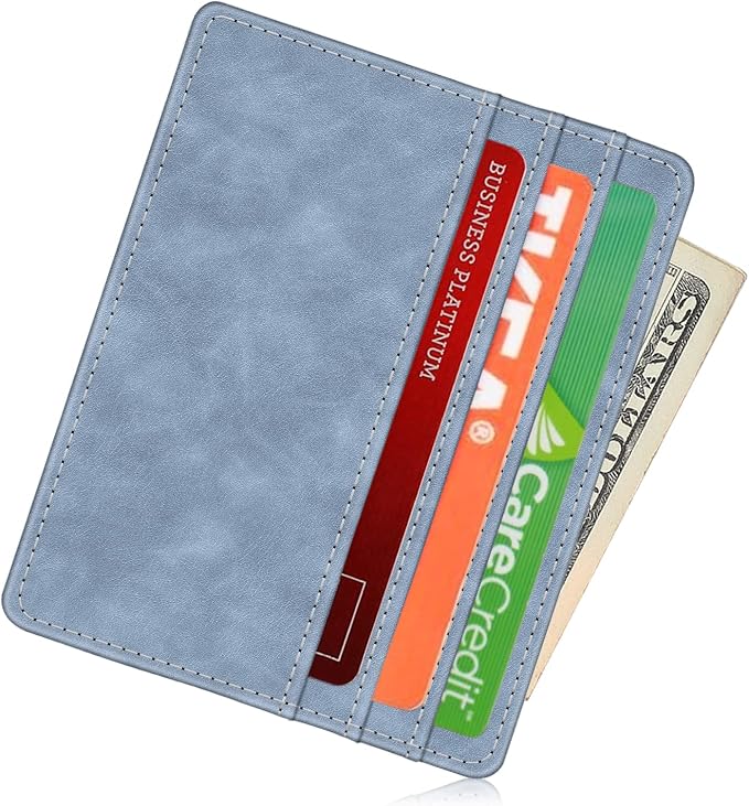 FINTIE Slim Minimalist Front Pocket Wallet RFID Blocking Credit Card Holder | Card Cases with ID Window for Men Women, Light Blue - Image 2