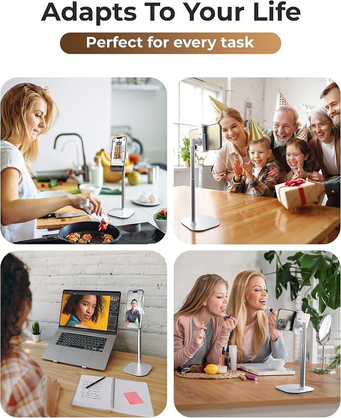 COOPER ChatStand Sturdy Cell Phone Holder, iPhone Stand for Desk, Recording | 9-13" Adjustable, Weighted Metal Base, Tabletop Tripod, for Filming, Video Calls, FaceTime; fits all iPhone, Samsung, Android - Image 5