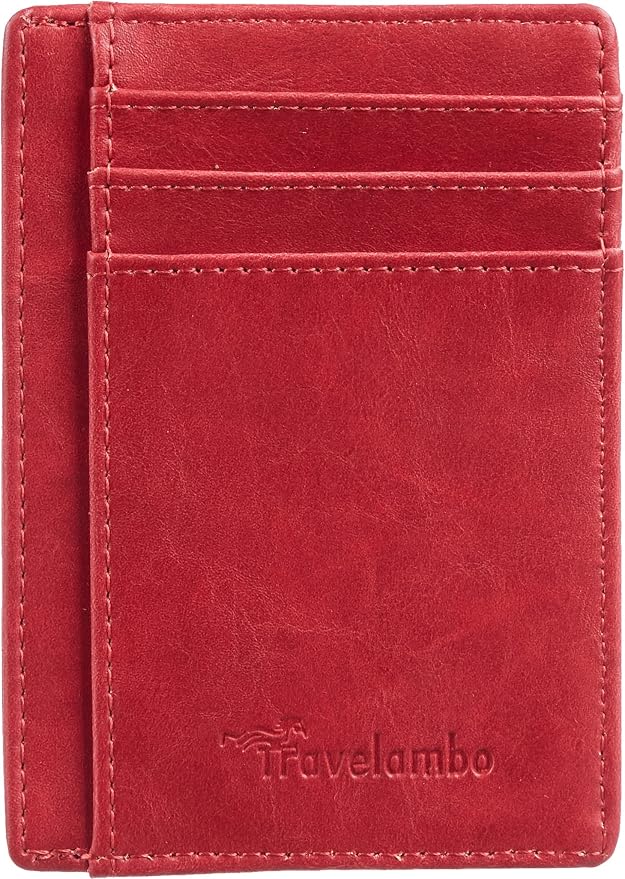 Travelambo Slim Wallet Front Pocket Minimalist Leather RFID Blocking Medium Size - Image 4