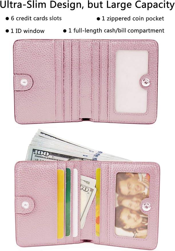 Small Leather Wallet for Women, Ladies Credit Card Holder RFID Blocking Women's Mini Bifold Pocket Purse - Image 2