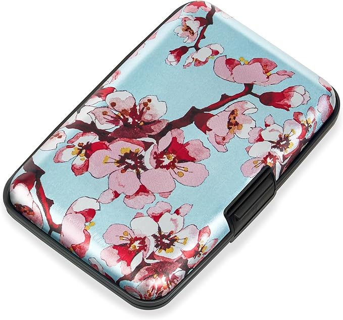 Mayski Credit Card Holder for Women RFID Blocking Wallet, Peach Blossom | Card Wallets for Women Small Mini Business Metal Accordion Aluminum Alloy Hard Case for Men by SLIMELEGANCEPERSONIFIED