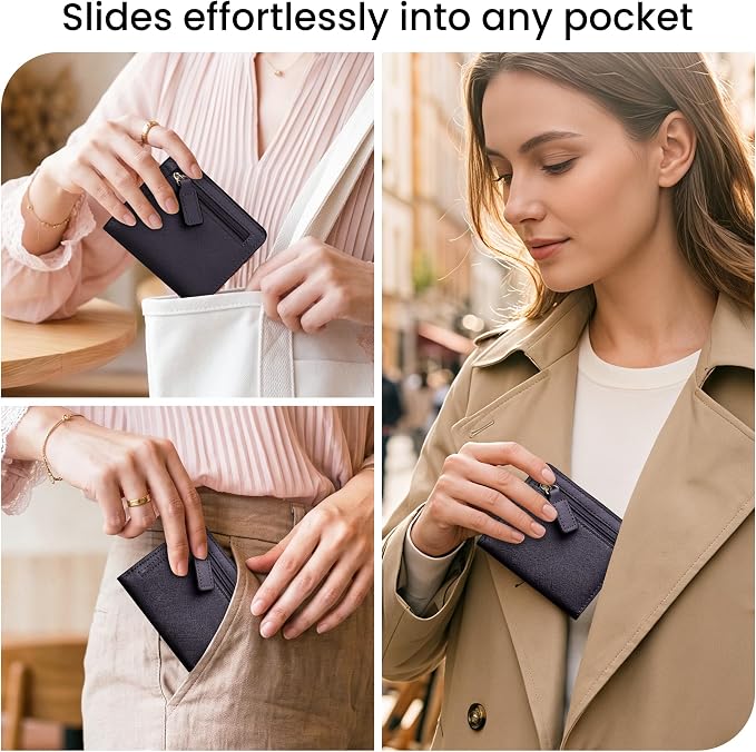 Toughergun Women’s Small Slim Leather Wallet with RFID Protection, Compact Bifold Mini Purse with Clear ID Window - Image 8