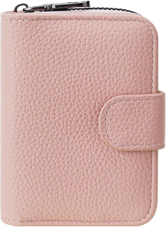 Credit Card Holder for Women Small Leather RFID Blocking Security Card Wallet with ID Window by FALANMULE