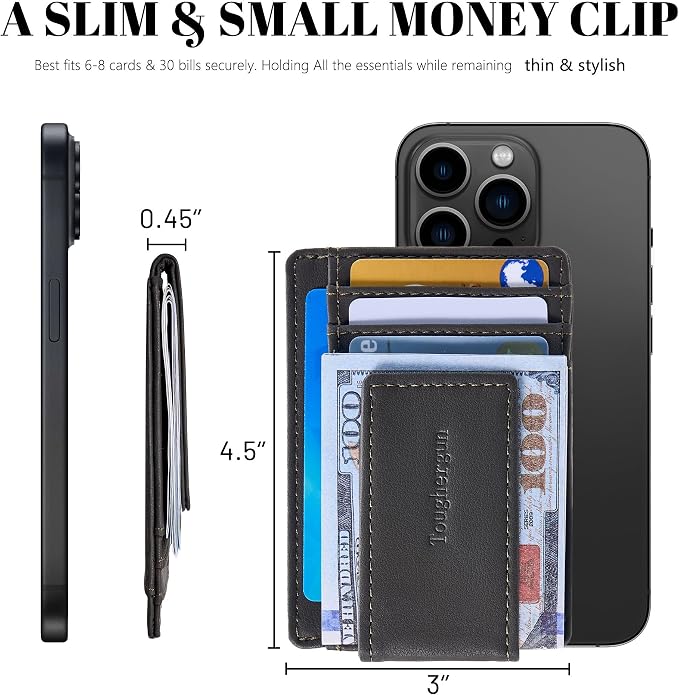 Toughergun Slim Wallet for Men RFID Blocking Money Clip, Minimalist Front Pocket Credit Card Holder, Magnetic Thin Mens Wallets with ID Window - Image 7