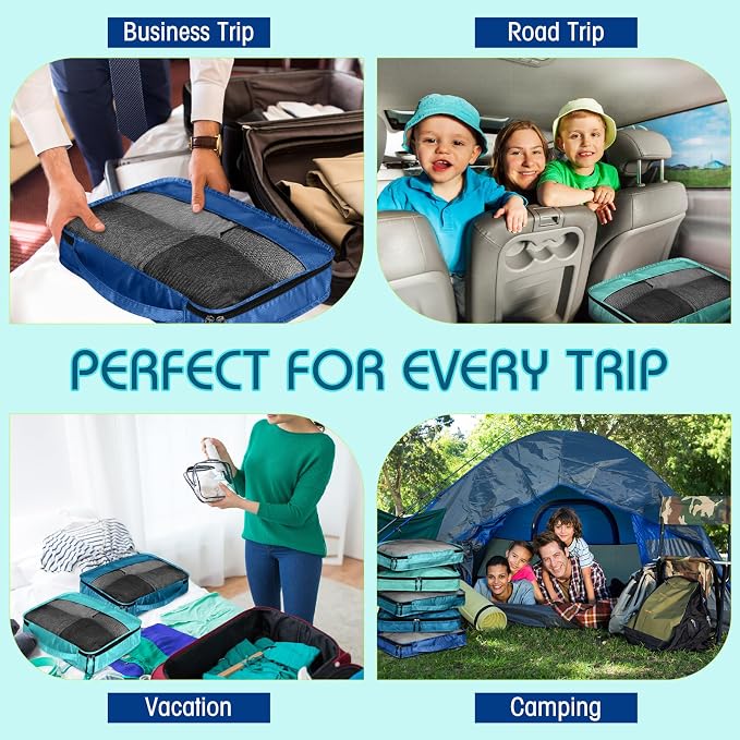 5 Pcs Packing Cubes for Suitcase Large Travel Cubes Carry on Luggage Organizer Bags for Clothes Accessories(L,Blue) - Image 7
