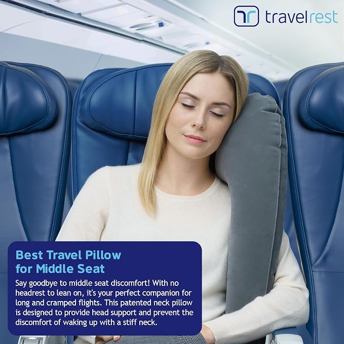 TRAVELREST Ultimate Inflatable Travel Pillow for Neck & Body - Grey | Inflatable Travel Essential, Upper Compact Support, Sleeping Accessories For Road Trip & Long Flight Comfort, Lightweight - Image 3