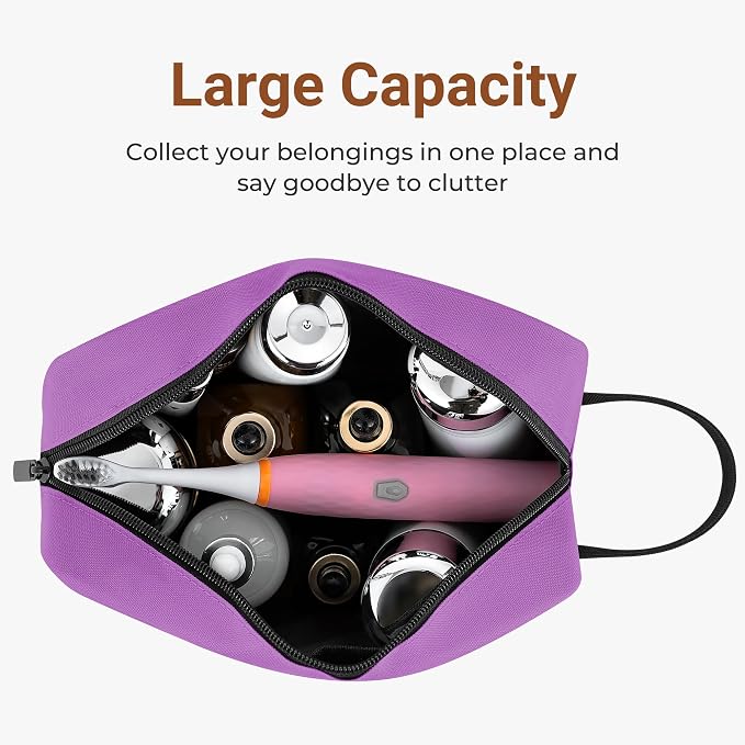 Elviros Travel Toiletry Bag for Women and Men,Lightweight Makeup Bag Hanging Dopp Kit with Shaving Compartment Cosmetic Organizer Small Tool Bag Travel Essentials Gift for Women(Grape Purple) - Image 3