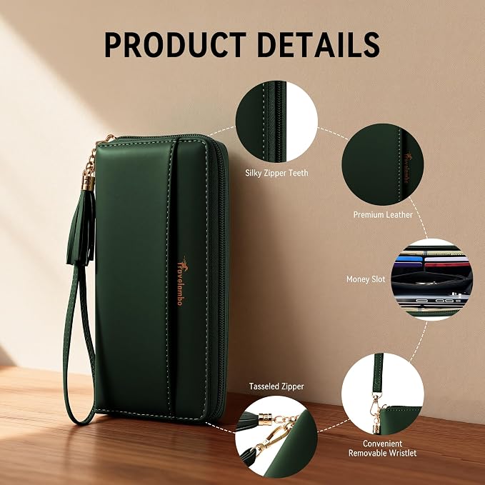 Travelambo Wristlet Wallet Women RFID Bifold Large Capacity Clutch Purse | Tassel, Zipper Coin Pocket, Card Holder Wallet, Gifts for Women - Image 6