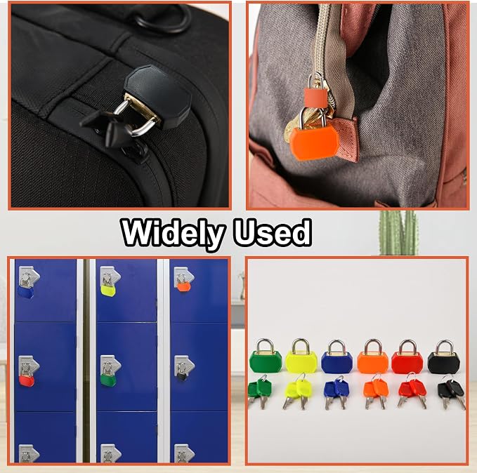 smilixin 12 PCS Suitcase Locks with Keys,Small Locks with Keys,6 Colors | Metal Luggage Padlocks with Key,Lock Luggage Locks Mini Keyed Padlock for Backpack Boxes Laptop Bag School Gym Locker,28 mm - Image 7