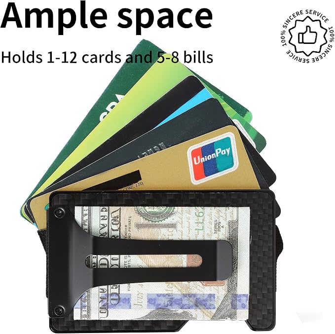 Slim Wallet for Men,RFID Blocking Minimalist Metal Wallet, Money Clip/Cash Holder, Front Pocket Aluminum Credit Card Holder, Ideal Gift for Men,Matte Carbon Fiber - Image 2