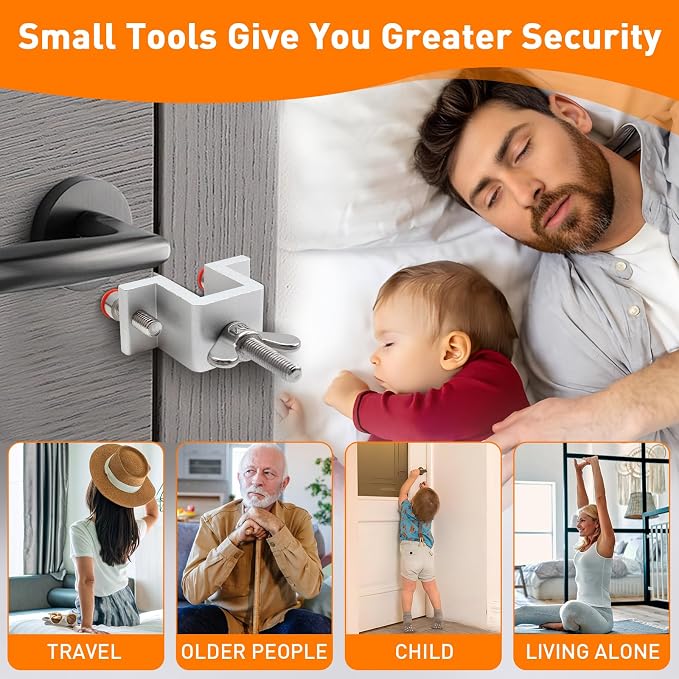 HOWDIA Portable Door Lock Dual Nut Adjustment, Thickened Body Hotel Door Locks for Travelers Security, Home Door Safety Locks from Inside for Additional Privacy - Image 2