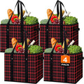 Reusable Grocery Bags 4 Pack, Foldable & Water Resistant Shopping Bags | Large Grocery Tote Bag Water Resistant Shopping Bags Foldable Grocery Bag for Clothes,Shoes and Picnic by WiseLife