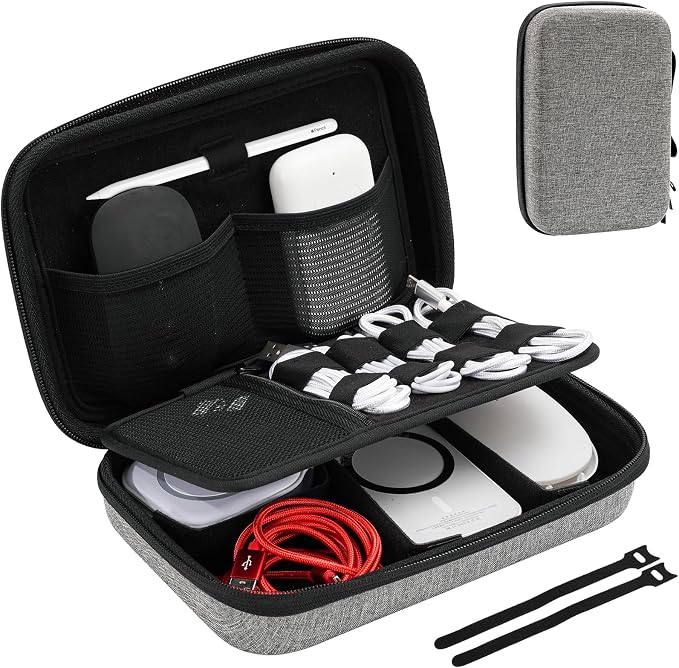 ProCase Hard Travel Electronic Organizer Case for MacBook Power Adapter Chargers Cables Power Bank Apple Magic Mouse Apple Pencil USB Flash Disk SD Card Small Portable Accessories Bag by ProCase