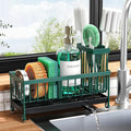 Cisily Sponge Holder for Kitchen Sink, Sink Caddy Organizer with High Brush Holder, Kitchen Countertop Organizers and Storage Essentials, Rustproof 304 Stainless Steel (Dark Green, 9.25″) by CISILYHOMELIFE