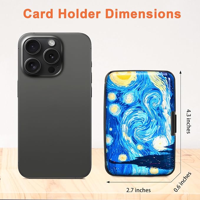 Mayski Credit Card Holder for Women RFID Blocking Wallet, The Starry Night | Card Wallets for Women Small Mini Business Metal Accordion Aluminum Alloy Hard Case for Men - Image 5